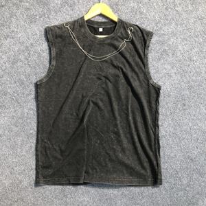 Venta al por mayor de 100% algodón personalizado para la impresión de Estilo Vintage lavado con ácido estilo retro camisas Streetwear ropa sin mangas Tank Top hombres - Product Image 1