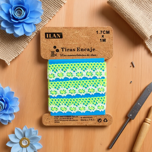 Cinghie in pizzo ILAN 1,7 cm x 1 m verde chiaro per decorazioni artigianali - Product Image 2