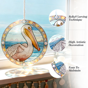 Figurine de mouette personnalisée Décoration de maison de plage côtière Décoration Fenêtre en verre teinté à suspendre pour cadeau - Product Image 3