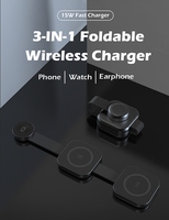 Vente chaude 3-en-1 pliable 15W chargeur sans fil rapide support chargeur magnétique intelligent pour iPhone IWatch AirPods