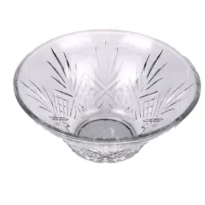 Wholesale big crystal serving plates embossed plate fruit plate for decoration