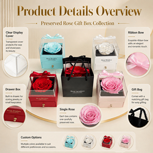 Regalo di Natale e San Valentino, <span class=keywords><strong>Collana</strong></span> con Rose Eterne, Rose Conservate in Scatole Acriliche, Set Regalo di Lusso per Donne - Product Image 3