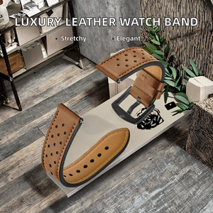 Bracelet de montre en cuir respirant à libération rapide 14-24 mm, bracelet de montre de luxe - Product Image 2