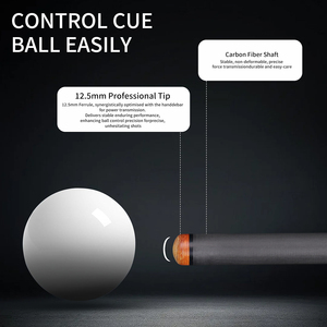 Ensemble de queues de billard CUPPA Premium de haute qualité en fibre de carbone, joint radial, fût à faible déflexion, poignée en cuir, embout de 12,5 mm, billard américain - Product Image 3