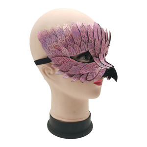 Masque de mascarade en plumes d'hibou, rose, aurore, violet, vert encre, vert forêt, pour bal de promo, Halloween, confortable, en forme d'animal - Product Image 2
