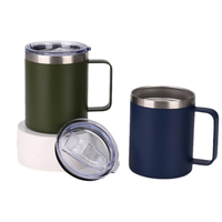 Tasse de camping isotherme en acier inoxydable de 12 oz, gravée au laser, pour voyage en extérieur, avec revêtement en poudre, personnalisable (marque privée)