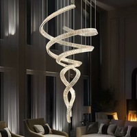 Décoration intérieure, luminaire suspendu LED moderne de luxe pour escalier, grand lustre en cristal personnalisé pour hall d'hôtel