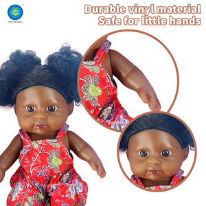 2024 New 8 Inch Sống Động Như Thật Vinyl Trẻ Sơ Sinh Bé Phi Búp Bê Màu Đen Dễ Thương Bé Búp Bê Với Mái Tóc Xoăn Vinyl Búp Bê Với 4 IC - Product Image 4