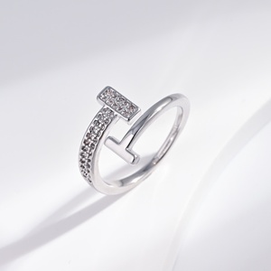 OEM plata 925 silver Sapphire Round Brilliant Cut <b>ring</b> woman fashion Rhodium Plated Wedding cubic zirconia <b>adjustable</b> <b>rings</b> - Product Image 2