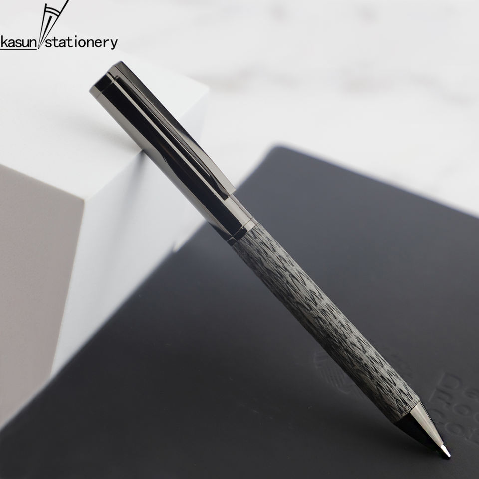 Luxury Gun Black Metal Ballpoint Pens Unique Custom Grey Leather VIP ...