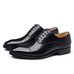 Chaussures en cuir pour hommes - Chaussures de ville formelles en cuir véritable pour hommes - Chaussures Oxford anglaises en cuir de vachette de qualité supérieure - Chaussures de mariage - Product Image 4