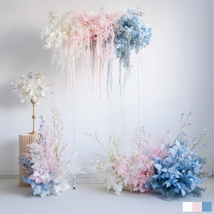 Suministros para arreglos florales, artículos de decoración para fiesta de <span class=keywords><strong>cumpleaños</strong></span> infantil, <span class=keywords><strong>rosas</strong></span>, flores artificiales, piso, corredor de flores de boda, azul - Product Image 5