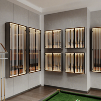 Armoire de rangement pour queues de billard, armoire murale suspendue avec vitrine en verre et panneau artificiel pour salle de billard, salle de membres