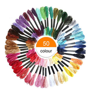 50 개/가방 8m 자수 실 폴리에스터 크로스 스티치 용품 도매 자수 실 레이온 자수 치실 - Product Image 2