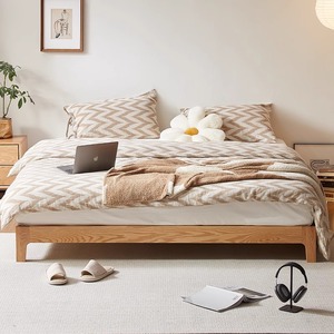 Massief eikenhouten <span class=keywords><strong>bed</strong></span> in Japanse stijl, kingsize of queensize, zonder hoofdbord, voor de slaapkamer. - Product Image 1