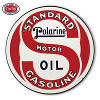 Plaque décorative en émail et porcelaine sur le thème du pétrole, de l'essence et du gaz