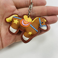 Porte-clés personnalisé en tissu sergé sublimé, breloque de sac en peluche en forme d'animal de dessin animé (cheval), cadeau promotionnel