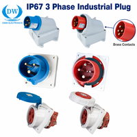 Prise et fiche industrielles 3P 4P 5P IP67 étanches, contact en laiton, 16A 32A 63A, connecteur électrique triphasé CEE IEC 60309
