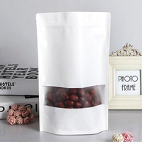 Pochette en papier Kraft imperméable recyclable de qualité alimentaire blanche avec fenêtre sac debout pour la nourriture pour animaux de compagnie sucre chewing-gum