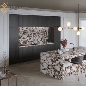 Mặt bàn đảo bếp bằng đá cẩm thạch Calacatta Viola đánh bóng YUSHI dành cho biệt thự, khách sạn, phòng bếp, phòng khách, trang trí mặt bàn - Product Image 2