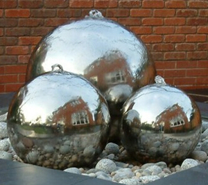 Fuente de Esfera de Acero Inoxidable para Jardín de 400 mm, Decoración de Fuente de Agua para Exteriores, Esfera de Acero, Fuentes Modernas - Product Image 2