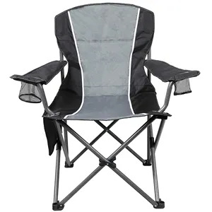 Yeni tasarım açık hafif gri lüks taşınabilir katlanır kamp sandalyesi soğutma çantası ile
