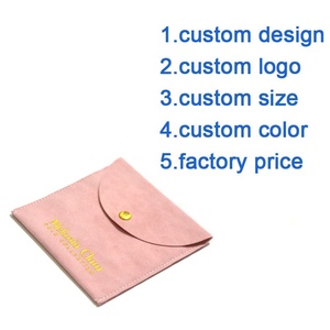Muestra gratis de logotipo personalizado de oro impreso de color <span class=keywords><strong>rosa</strong></span> pálido pequeño sobre botón Snap joyería collar bolsa de embalaje - Product Image 2