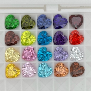 HQ đá quý Máy cắt tổng hợp hình trái tim Cubic Zirconia Stones 3x3 5x5 8x8 10x10 mét trắng màu xanh lá cây màu vàng đối với trang sức làm - Product Image 3