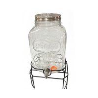 Baril à boissons moderne et écologique en verre, avec robinet, pour thé aux fruits, eau froide, jus, et service libre, connecté à Internet