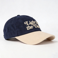 Gorra de Pana de Dos Tonos con Logotipo Bordado, Estilo Dad Hat, Sin Estructura, para Hombre y Mujer, Invierno, OEM