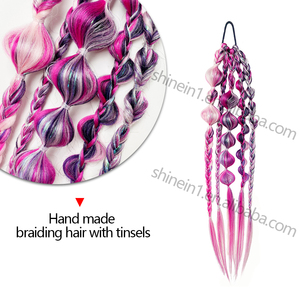 Alibaba 24 pollici treccia <span class=keywords><strong>di</strong></span> capelli colorati intrecciati colorati fatti a mano treccia bolla <span class=keywords><strong>coda</strong></span> <span class=keywords><strong>di</strong></span> <span class=keywords><strong>cavallo</strong></span> <span class=keywords><strong>di</strong></span> estensione <span class=keywords><strong>con</strong></span> cravatta per capelli per il Festival Rave - Product Image 2