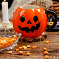 Cadeaux fantaisie articles d'Halloween tasse en céramique personnalisée et ensemble de bonbons tasse fantôme citrouille avec couvercle chapeau de sorcière pour fournitures de cadeaux de vacances