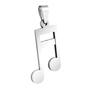 Ciondolo a Forma di Nota Musicale in Acciaio Inossidabile con Placcatura in Oro, Charm Religioso a Forma di Pesce, Ciondolo Dorato con Motivo Numerico - Product Image 1
