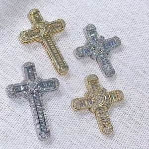 Colgante de Cruz de Lujo en Color Dorado, Completamente Adornado con Gemas, Joyería Brillante de Fe para Hombres y <span class=keywords><strong>Mujeres</strong></span>, Uso Diario, Regalo, Venta al por Mayor - Product Image 1