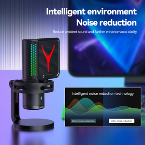 ไมโครโฟนเกมมิ่งแบบมีสาย USB RGB พร้อมระบบตัดเสียงรบกวน ดีไซน์น้ำหนักเบา สำหรับคอมพิวเตอร์ สมาร์ทโฟน สตรีมมิ่ง และการใช้งานการประชุม - Product Image 6