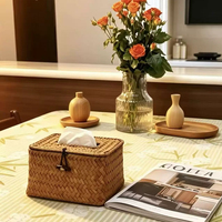 Boîte à mouchoirs décorative en jonc de mer et jacinthe d'eau tressée à la main pour rangement de table – Fournisseur en gros