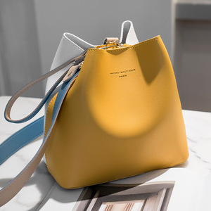 New Arrival Women's Elegant Korean-Style Crossbody Handbag Casual One-Shoulder <b>Bucket</b> Bag Made PU Contrasting Waterproof Summer - Product Image 1