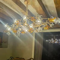 Lustre branche avec verre de fleur artistique pour salle à manger salon et îlot de cuisine