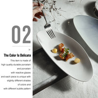 Platos de Cena Creativos de Alta Calidad para Restaurantes y Hoteles, Platos de Cerámica Blanca Reactiva Irregular con Diseño Único de Hoja de Pescado para Catering