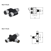 Leaka IP67 Étanche Cuivre Pin a Code 8Pin Y Type 1 in 2 Out Mâle Femelle Prise de Panneau Connecteur M12 pour PCB Capteurs de Puissance
