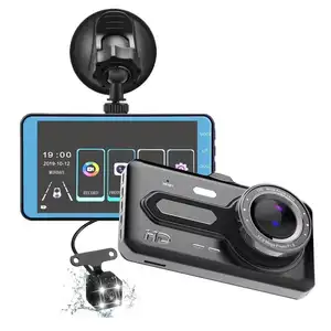 Fabrika sıcak satış araba çift Dash kamera 4 inç LCD FHD 1080P çift Lens ön ve arka DVR Video kaydedici araba kamera