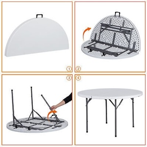 Meubles de salle à manger d'extérieur portables en plastique HDPE rond pliable moderne, <span class=keywords><strong>table</strong></span> de salle à manger pour <span class=keywords><strong>10</strong></span> <span class=keywords><strong>personnes</strong></span> pour banquet - Product Image 2