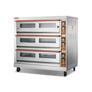 Manufacturer Bakery Equipment 3 Deck 9 Trays Industrial Electric Bread Baking Oven With Timer Industrial Mixer For Bakery