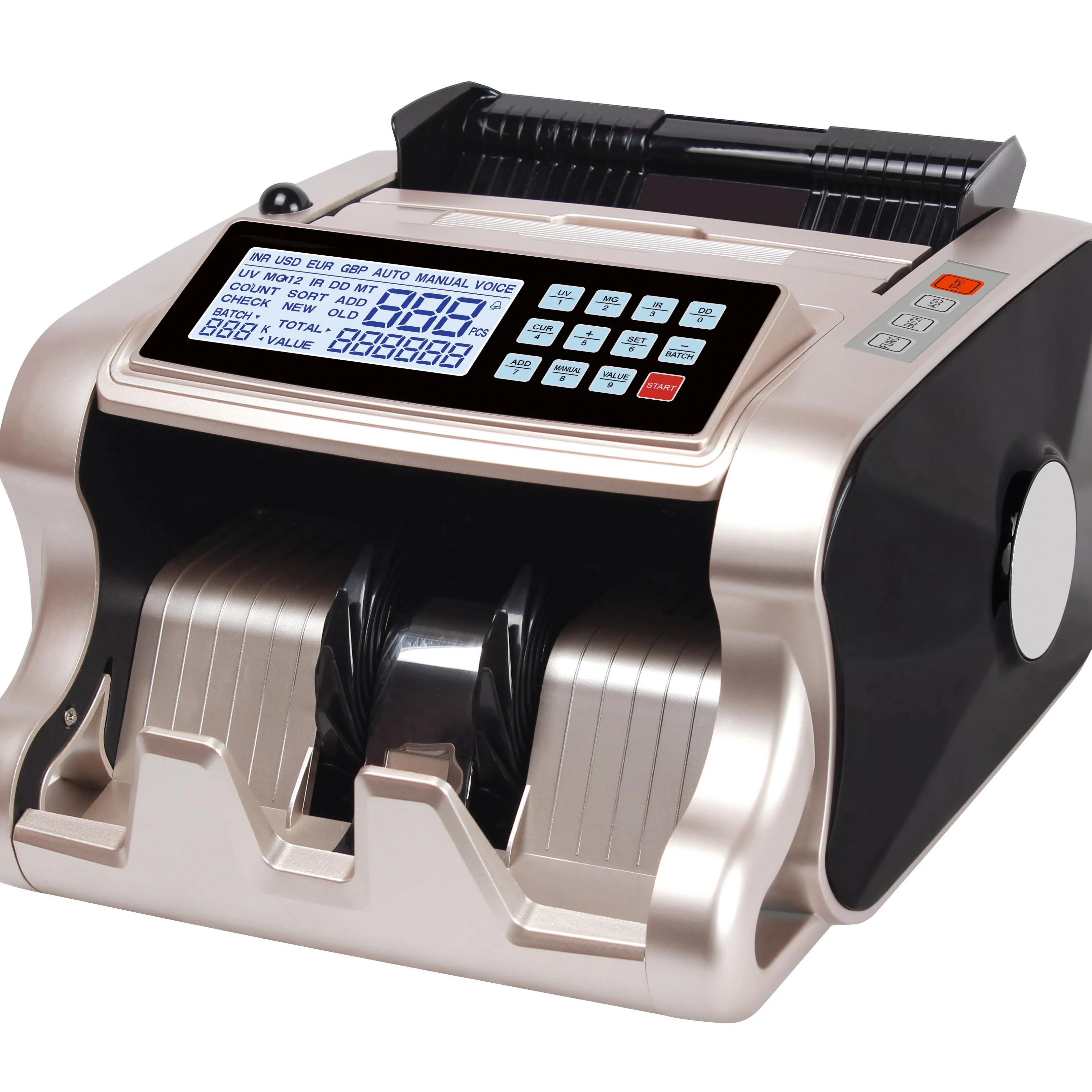Contador de billetes de AL-6600W, contador de efectivo portátil, máquina contador de dinero para Euro, dólar de EE. UU.