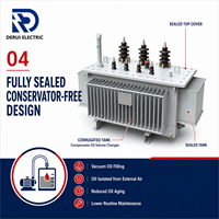 Transformador de Distribución Trifásico DERUI 11KV SHB15 de Aleación Amorfa Sumergido en Aceite, Baja Pérdida en Vacío, 30 a 2500KVA, 220V 380V