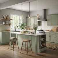 Ensemble complet d'armoires de cuisine de luxe de style Shaker avec îlot Armoire de cuisine modulaire en contreplaqué