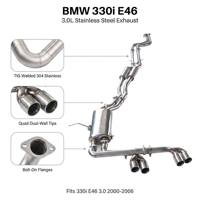 Tuyaux d'échappement Catback en acier inoxydable OEM pour BMW 330i E46 3.0 2000-2007, silencieux Valvetronic, mise à niveau sonore