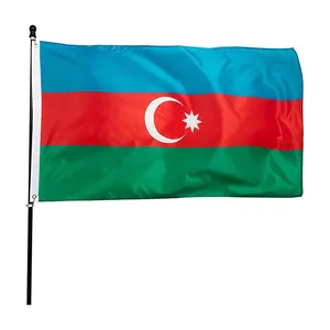 Grosir bendera nasional Dunia italani Merah Biru Hijau poliester 3x5 kaki Bendera Azerbaijan