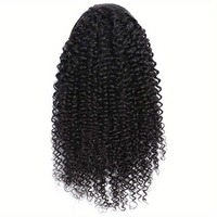 Vente en gros 12A brésilien Afro crépus bouclés queue de cheval pince à cheveux humains dans les extensions de cheveux queue de cheval avec cordon Extensions de cheveux humains