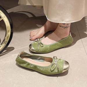 <span class=keywords><strong>Bailarinas</strong></span> Francesas 2025 <span class=keywords><strong>con</strong></span> Tacón Bajo y Lazos, Forro de Cuero Genuino, Suelas Suaves Antideslizantes para Mujer, Otoño - Product Image 3